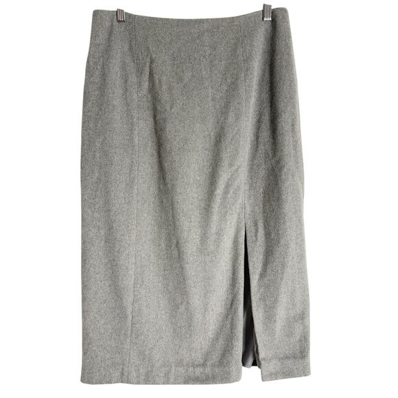 Marina Moscone Collective Gray Wool Slit Pencil Midi Skirt Size 12 - Picture 5 of 14